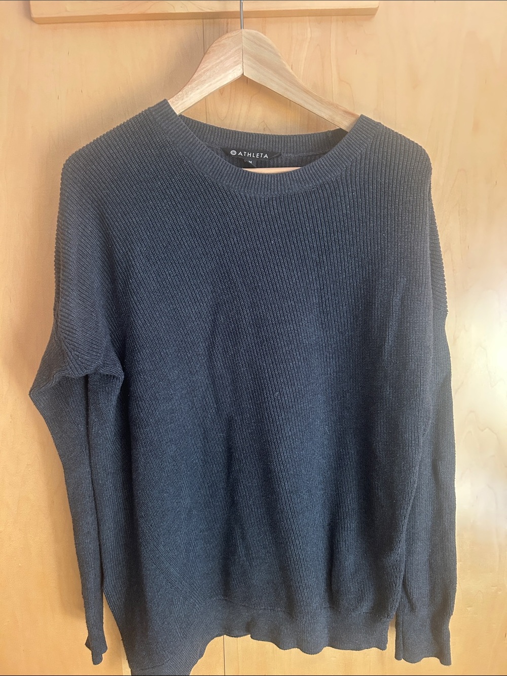 Athleta Charcoal Ribbed Crewneck Sweater